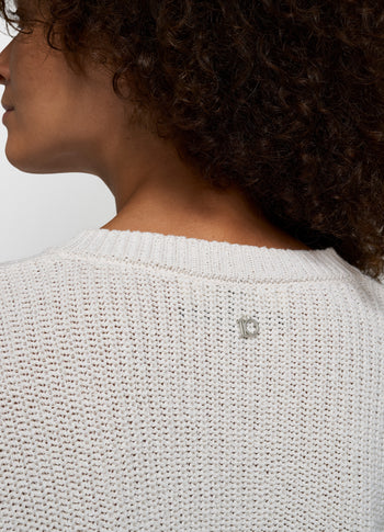 v-neck rib knit sweater | ecru