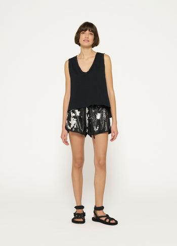 sequin shorts | black