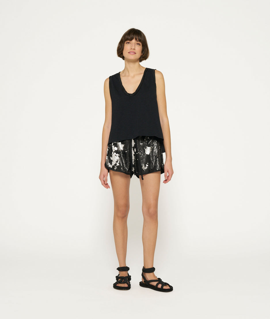 sequin shorts | black