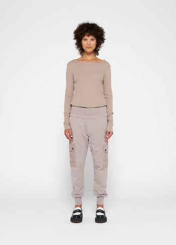 soft rib boatneck tee | warm taupe