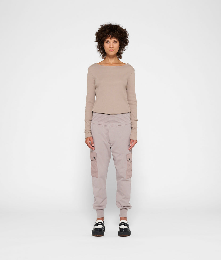 soft rib boatneck tee | warm taupe