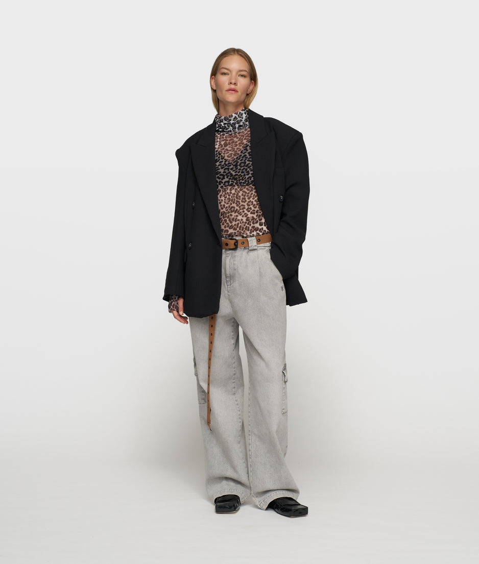 mesh long sleeve leopard | ecru