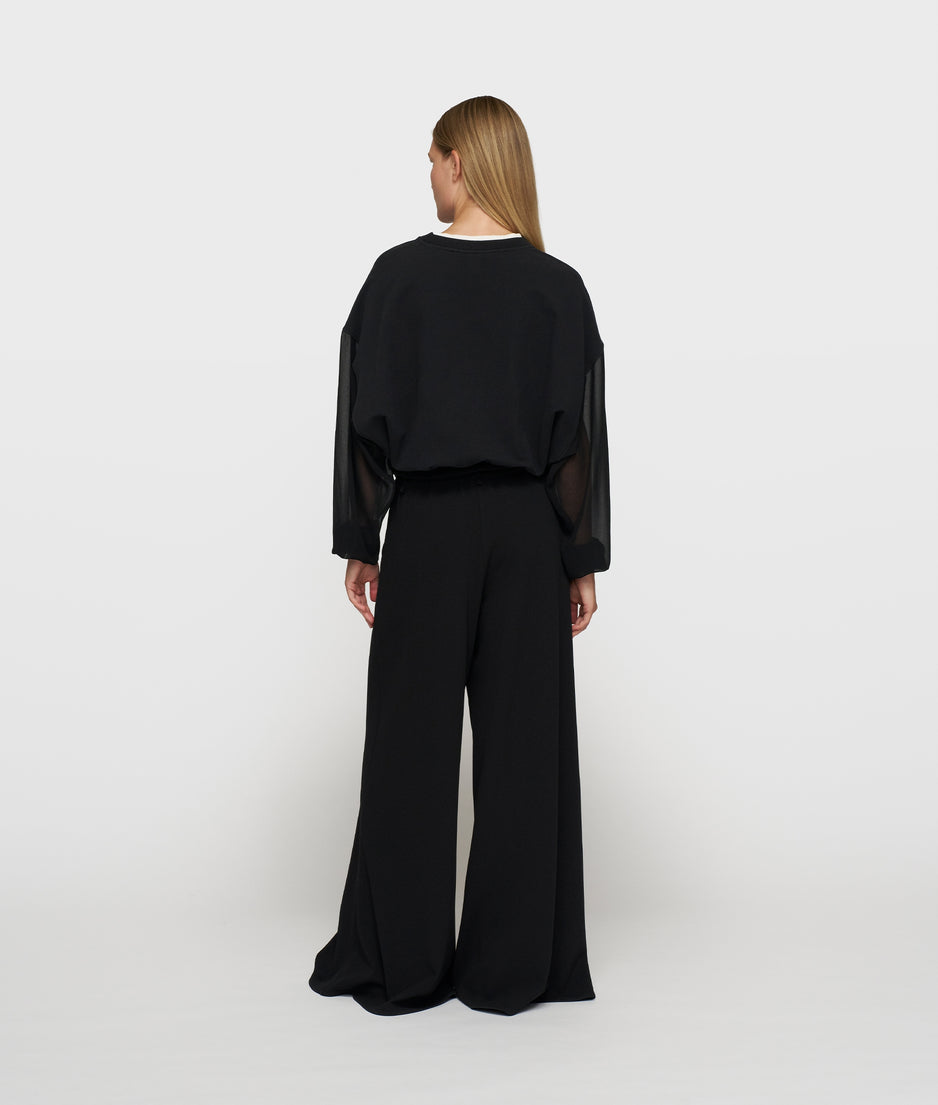 pleated sweater chiffon | black