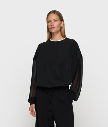pleated sweater chiffon | black