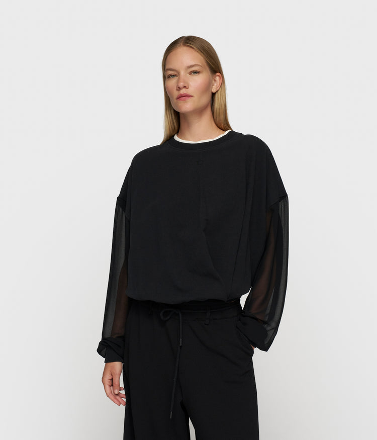 pleated sweater chiffon | black