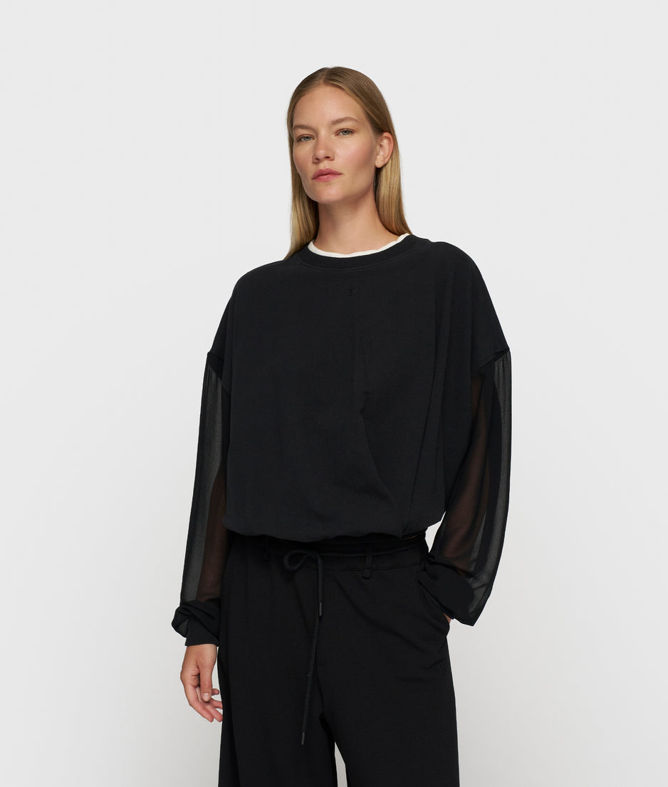 pleated sweater chiffon | black