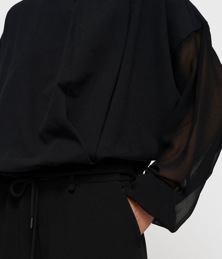pleated sweater chiffon | black
