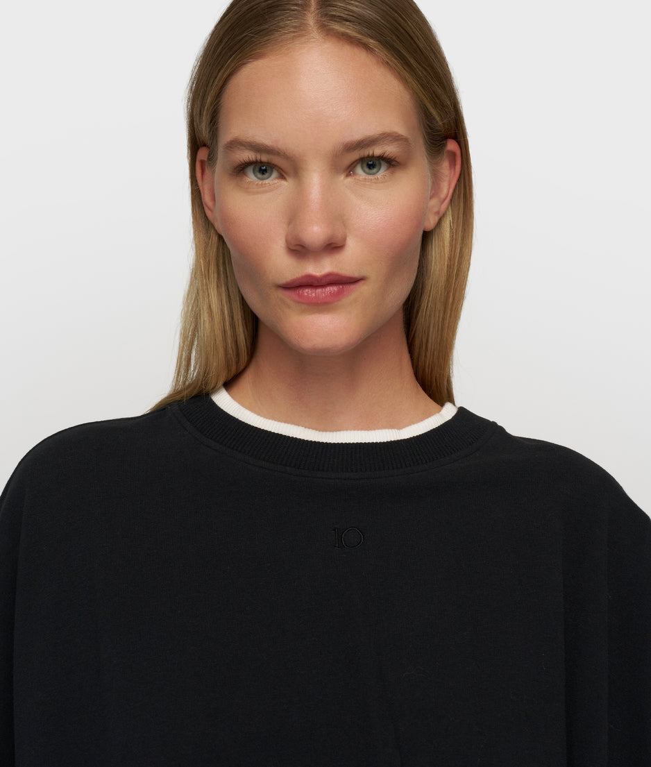 pleated sweater chiffon | black