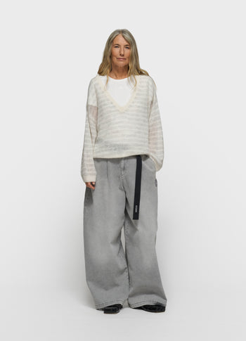 wide pants jog | grey wash denim