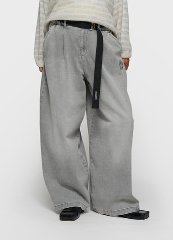 wide pants jog | grey wash denim