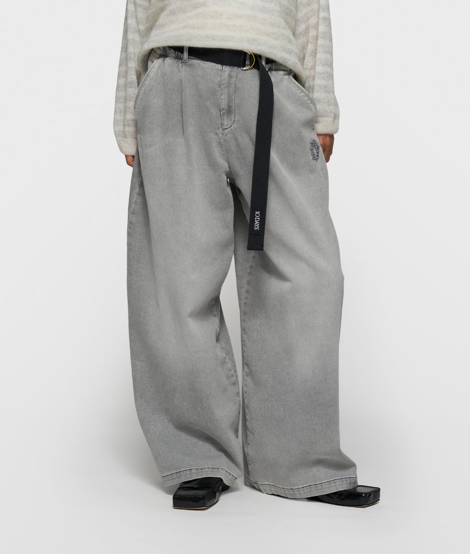 wide pants jog | grey wash denim