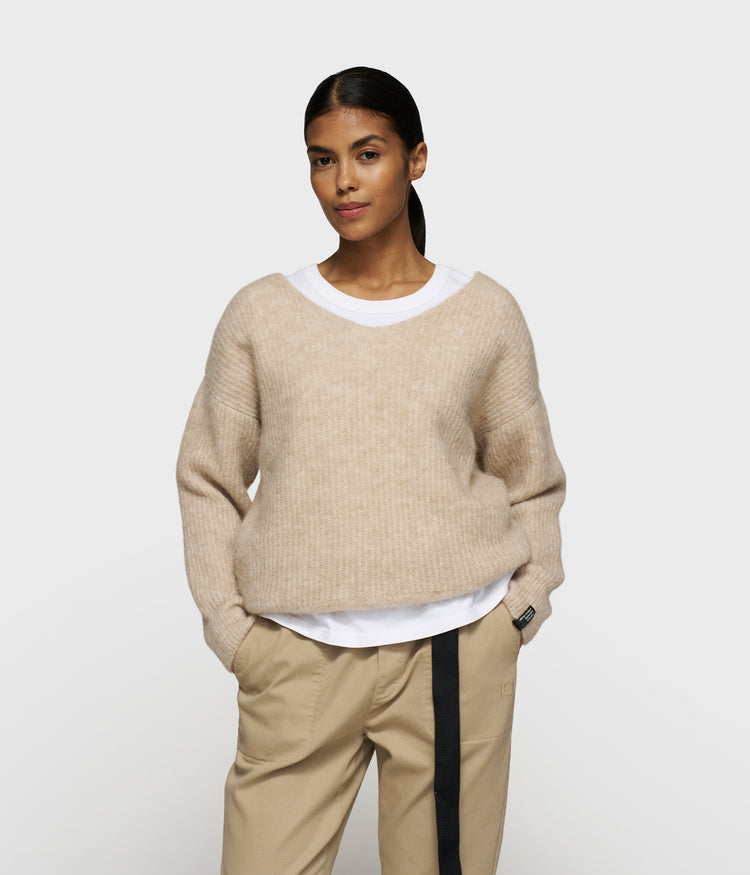 soft v-neck sweater knit | earth