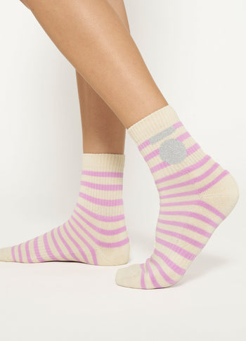 short socks stripes | light safari/violet