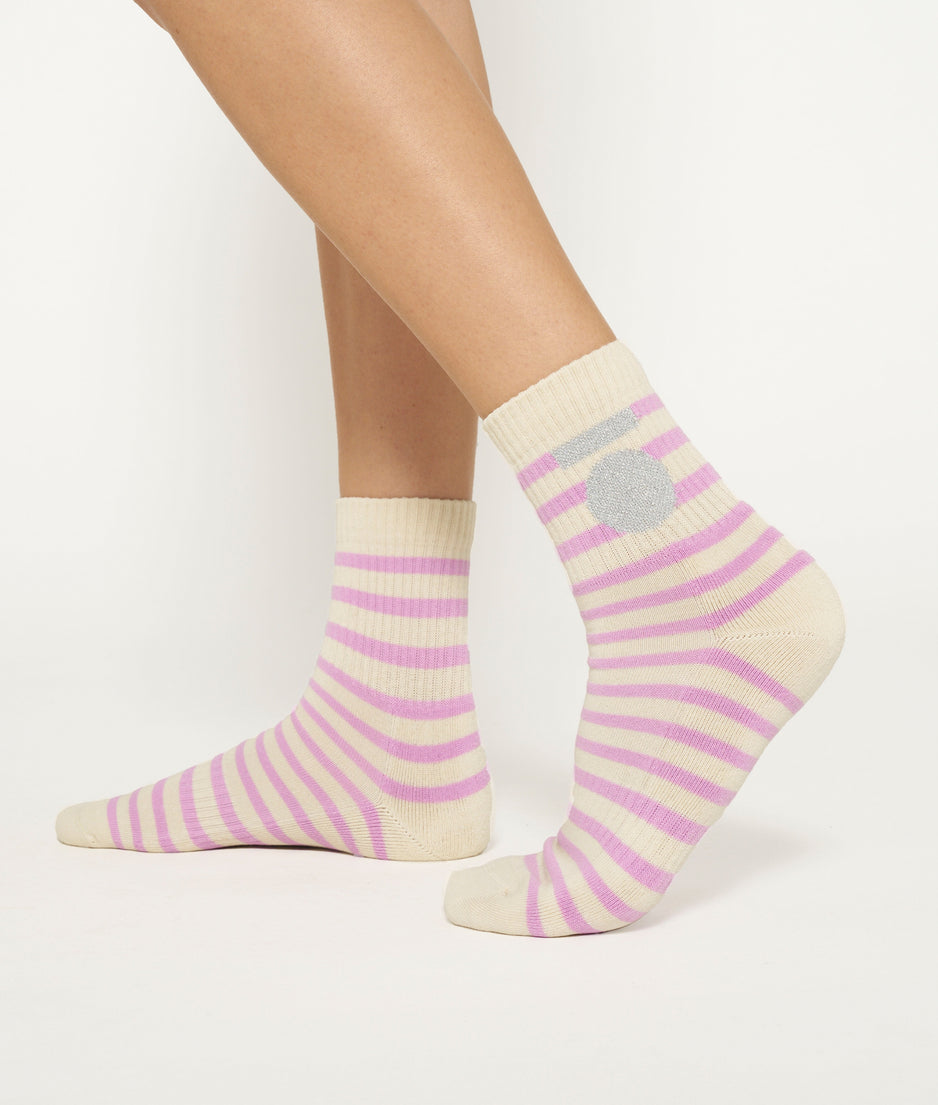 short socks stripes | light safari/violet