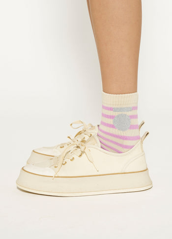 short socks stripes | light safari/violet
