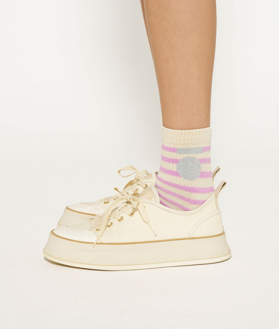 short socks stripes | light safari/violet