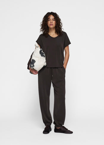soft scuba v-neck tee | chocolate
