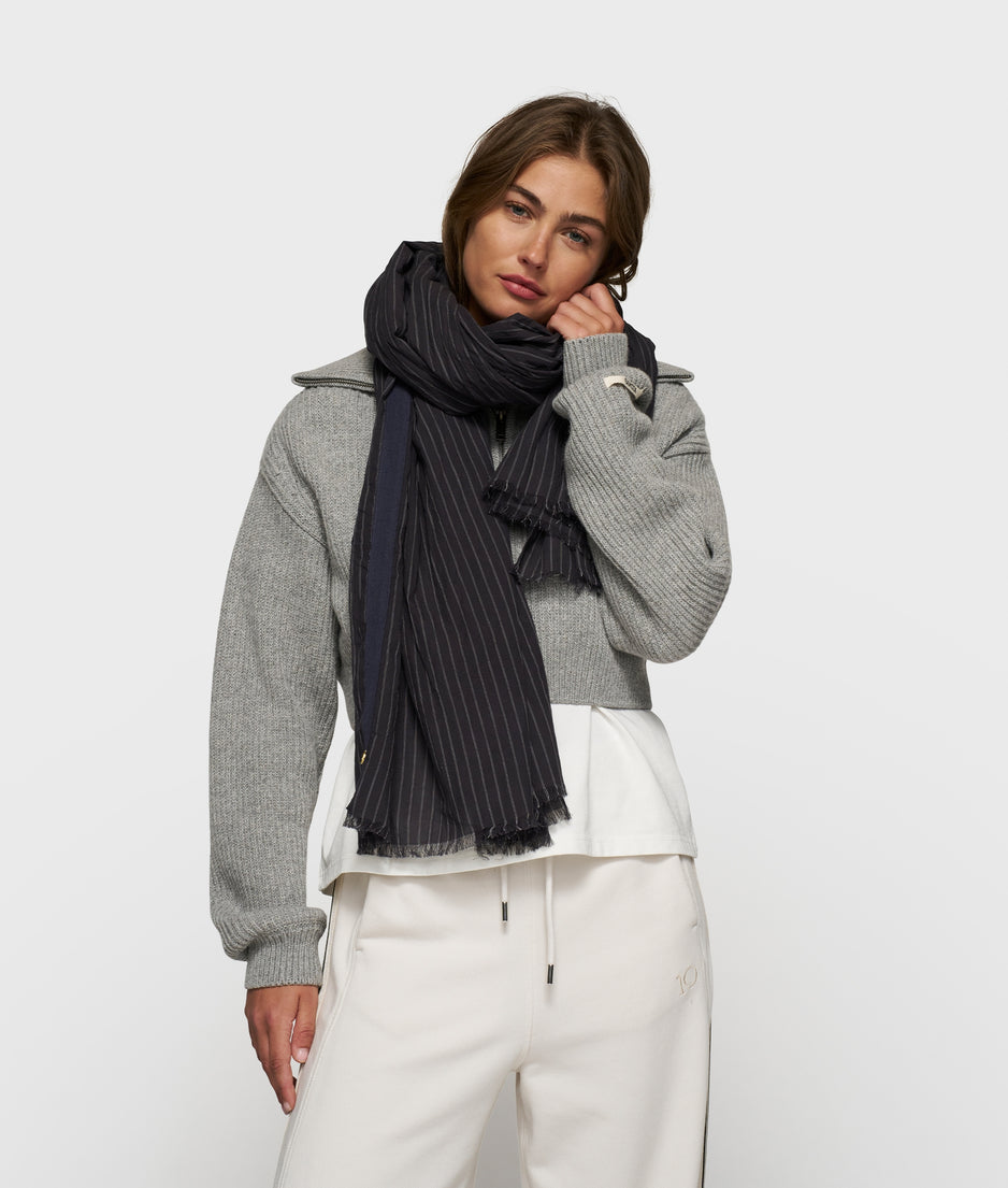scarf pinstripe | dark navy