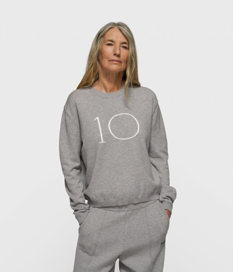 knit sweater logo | grey melee