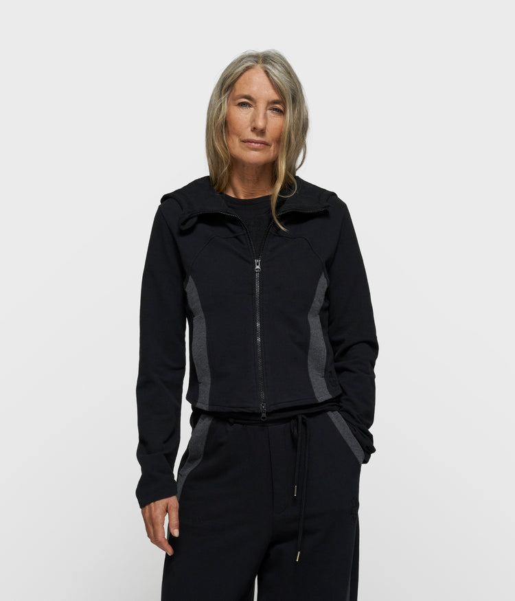 slim zip hoodie | black