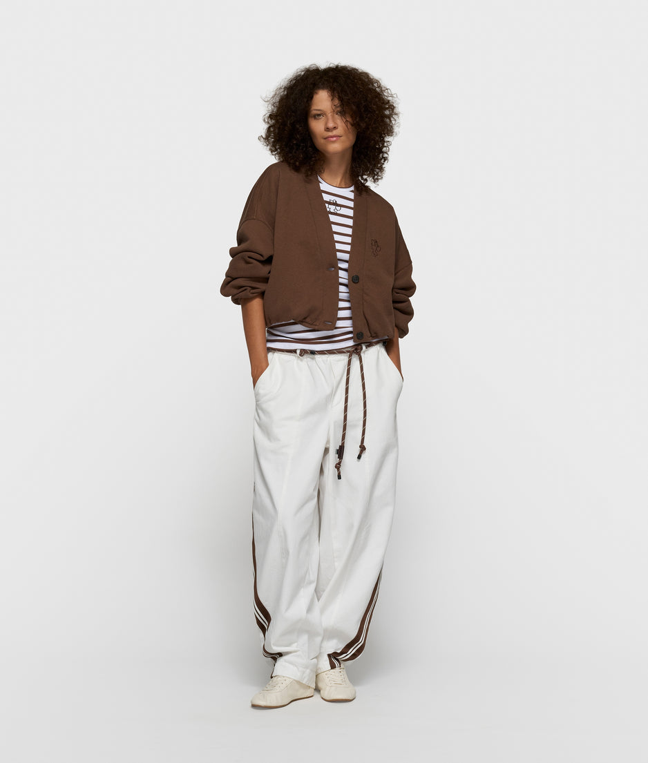 tank top rib stripes | white/dark truffle