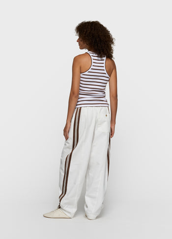 tank top rib stripes | white/dark truffle