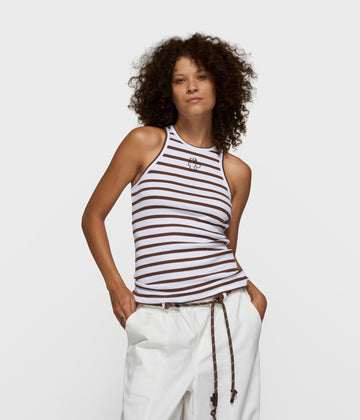 tank top rib stripes | white/dark truffle