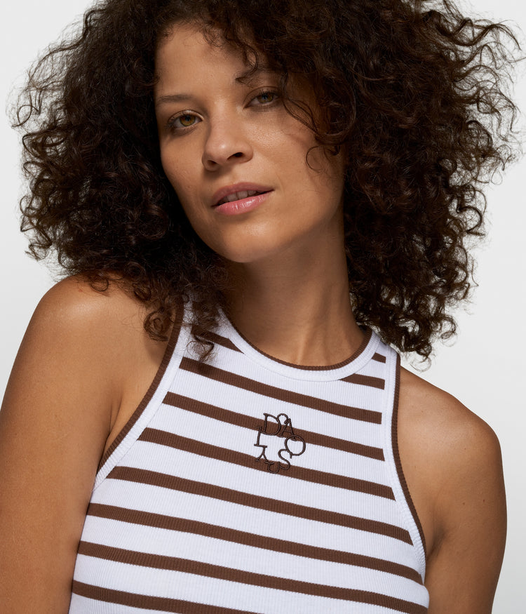 tank top rib stripes | white/dark truffle