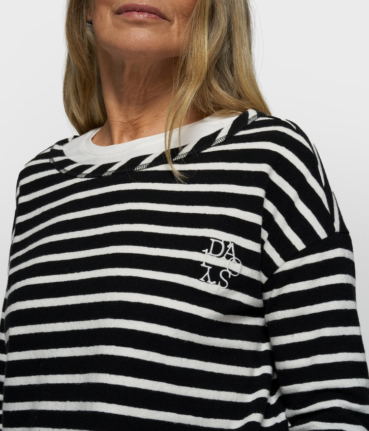 long sleeve tee stripes | black/ecru