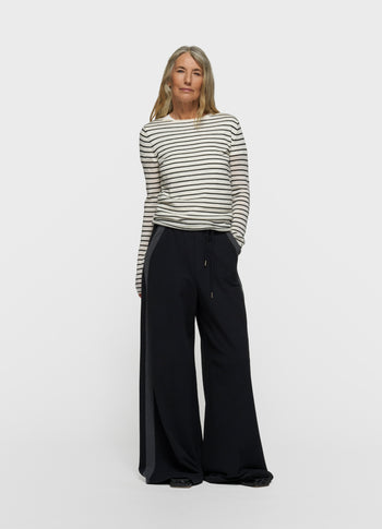 fine knit sweater stripes | ecru/black