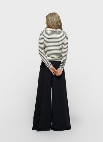 fine knit sweater stripes | ecru/black