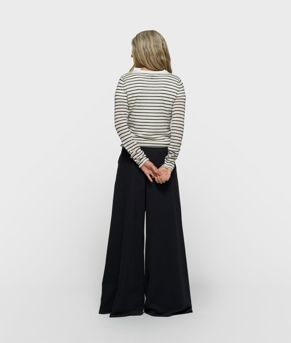 fine knit sweater stripes | ecru/black