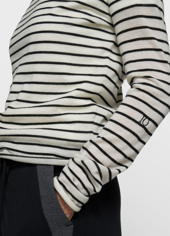 fine knit sweater stripes | ecru/black