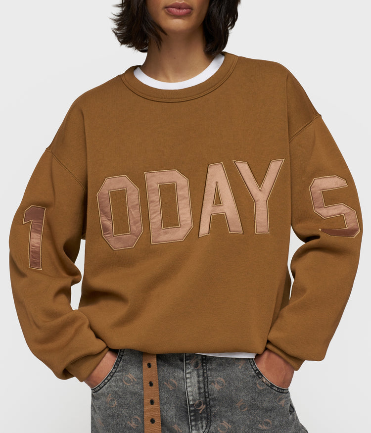 statement sweater logo | suede
