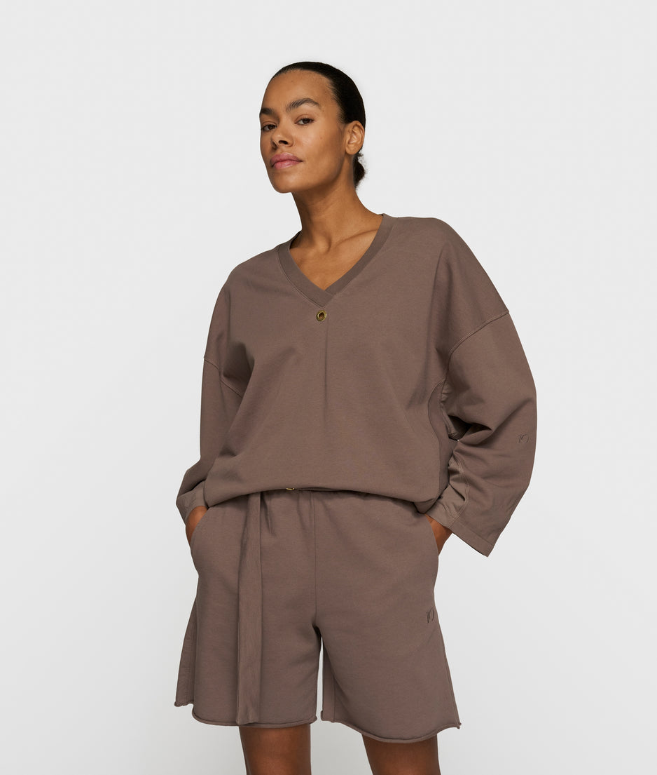 sweater v-neck fleece | moonrock