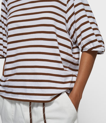 balloon tee stripes | white/dark truffle