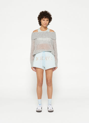 beach shorts logo | sea foam