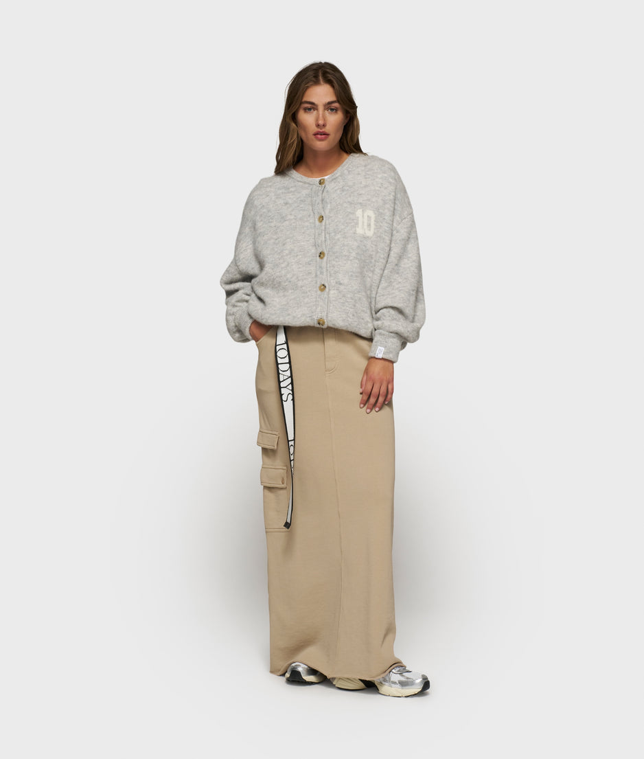 soft baseball knit cardigan | light grey melee