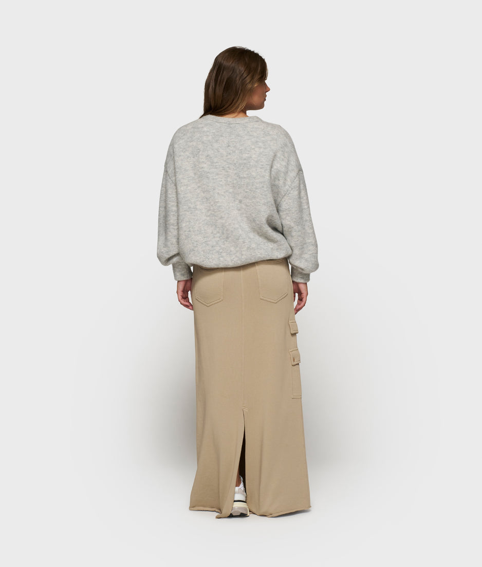 soft baseball knit cardigan | light grey melee