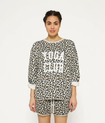 raw edge statement sweater leopard | light grey melee