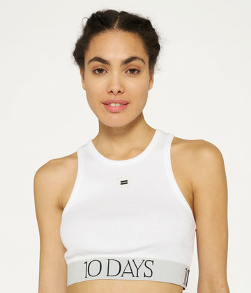 tank top rib bra | white