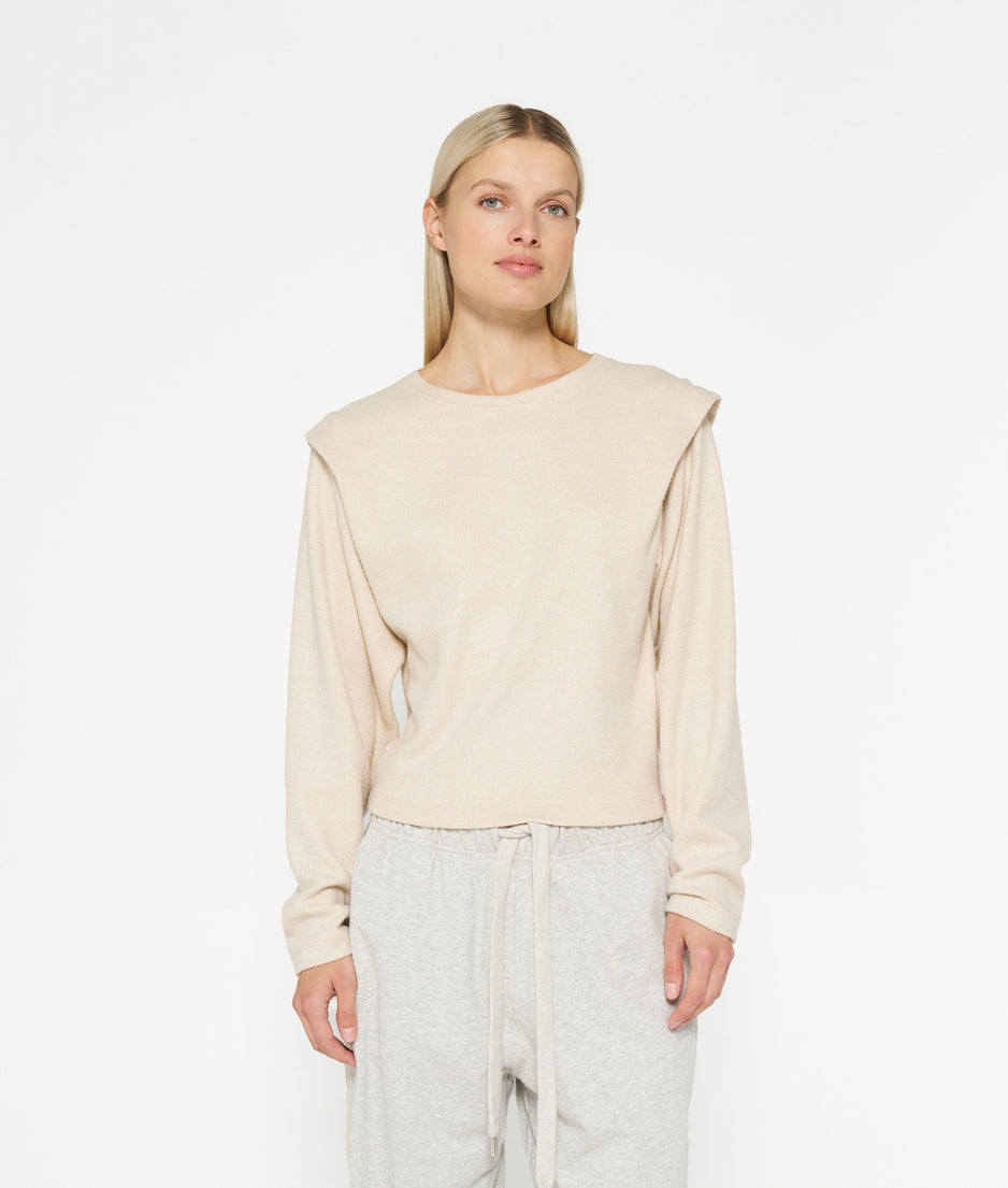 folded shoulder sweater | oat