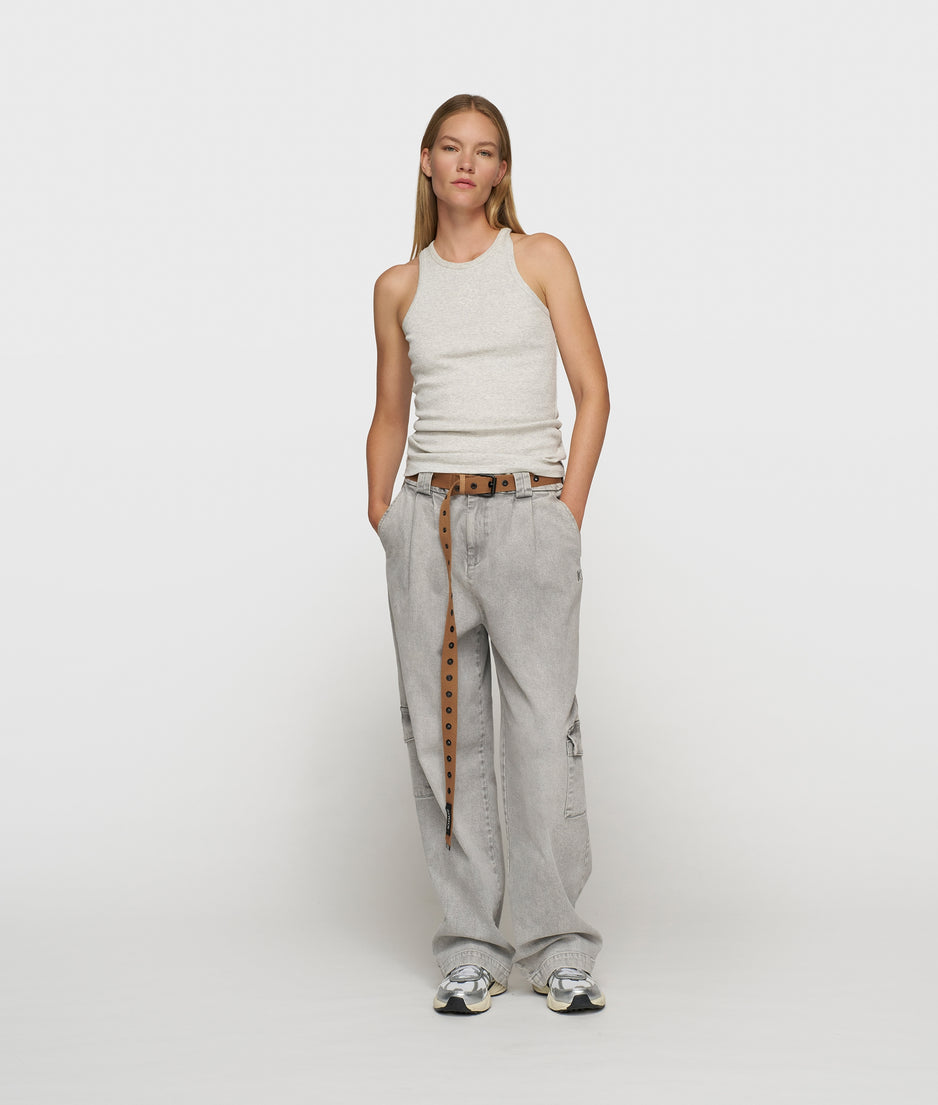 tank top rib embro | light grey melee