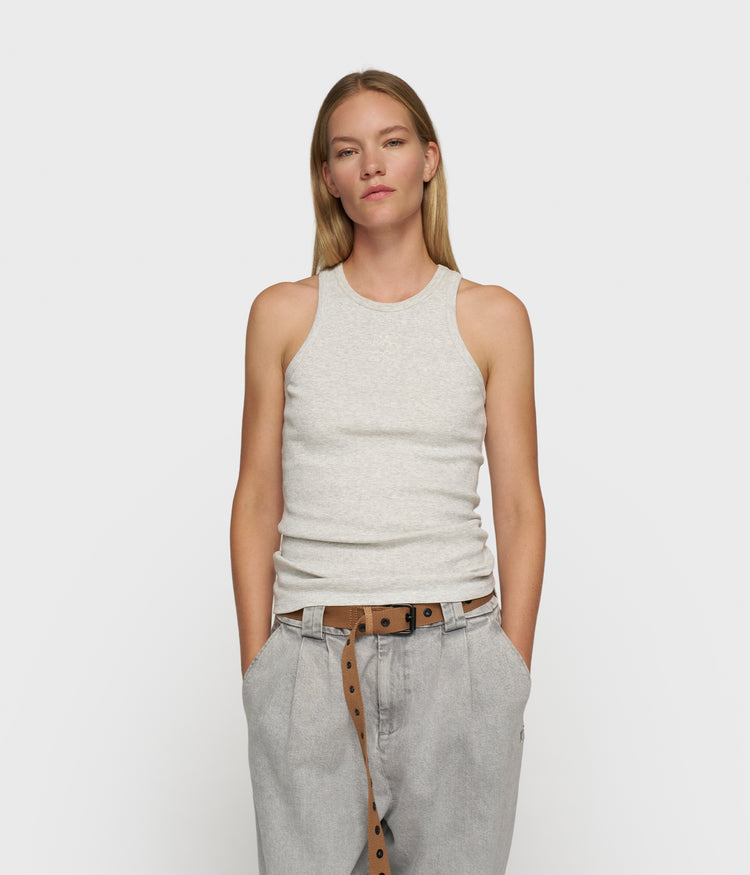 tank top rib embro | light grey melee