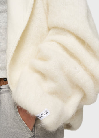 puffy hairy knit bomber | ecru