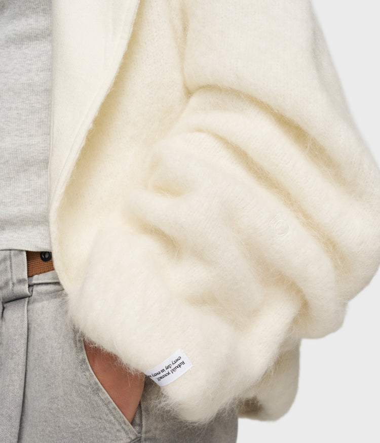puffy hairy knit bomber | ecru
