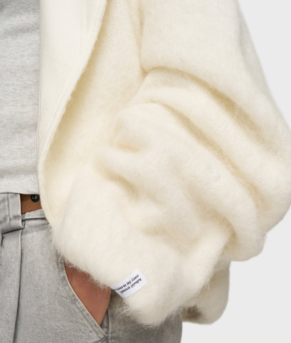 puffy hairy knit bomber | ecru