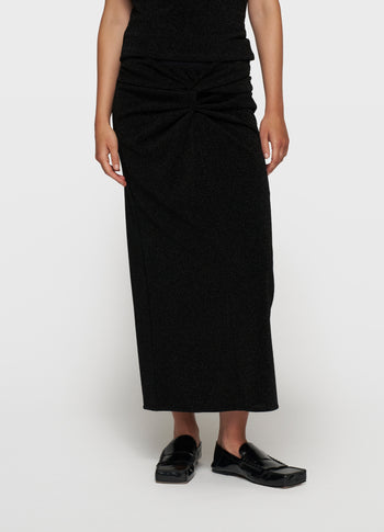 maxi drape skirt sparkle | black