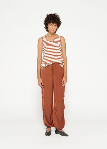 tank top stripes | ecru/saddle brown