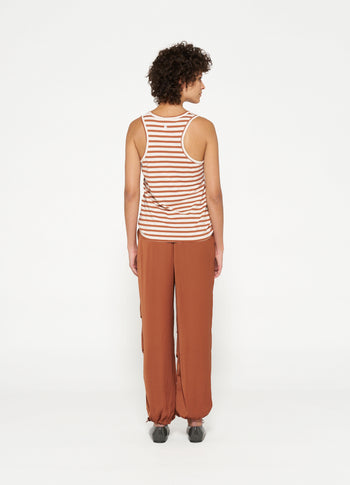 tank top stripes | ecru/saddle brown